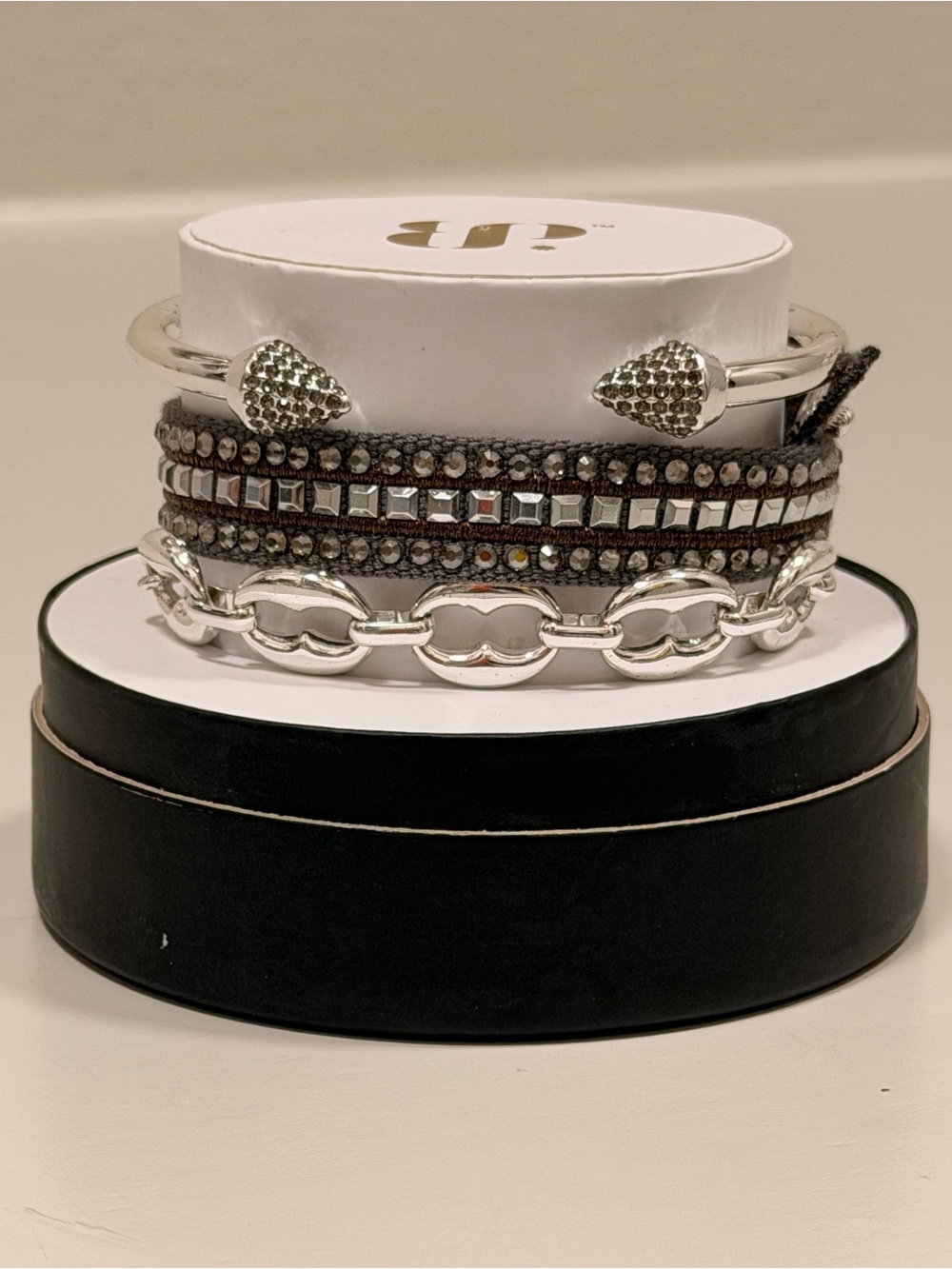 Bomb Party NWT “Neutral Favorites” Grey/Silver Bracelet Set
